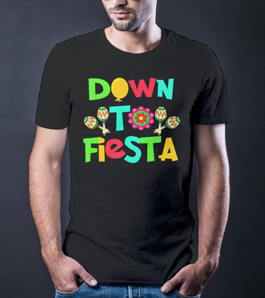 Down To Fiesta Cinco De Mayo Colorful Maracas Balloon Flower T-Shirt