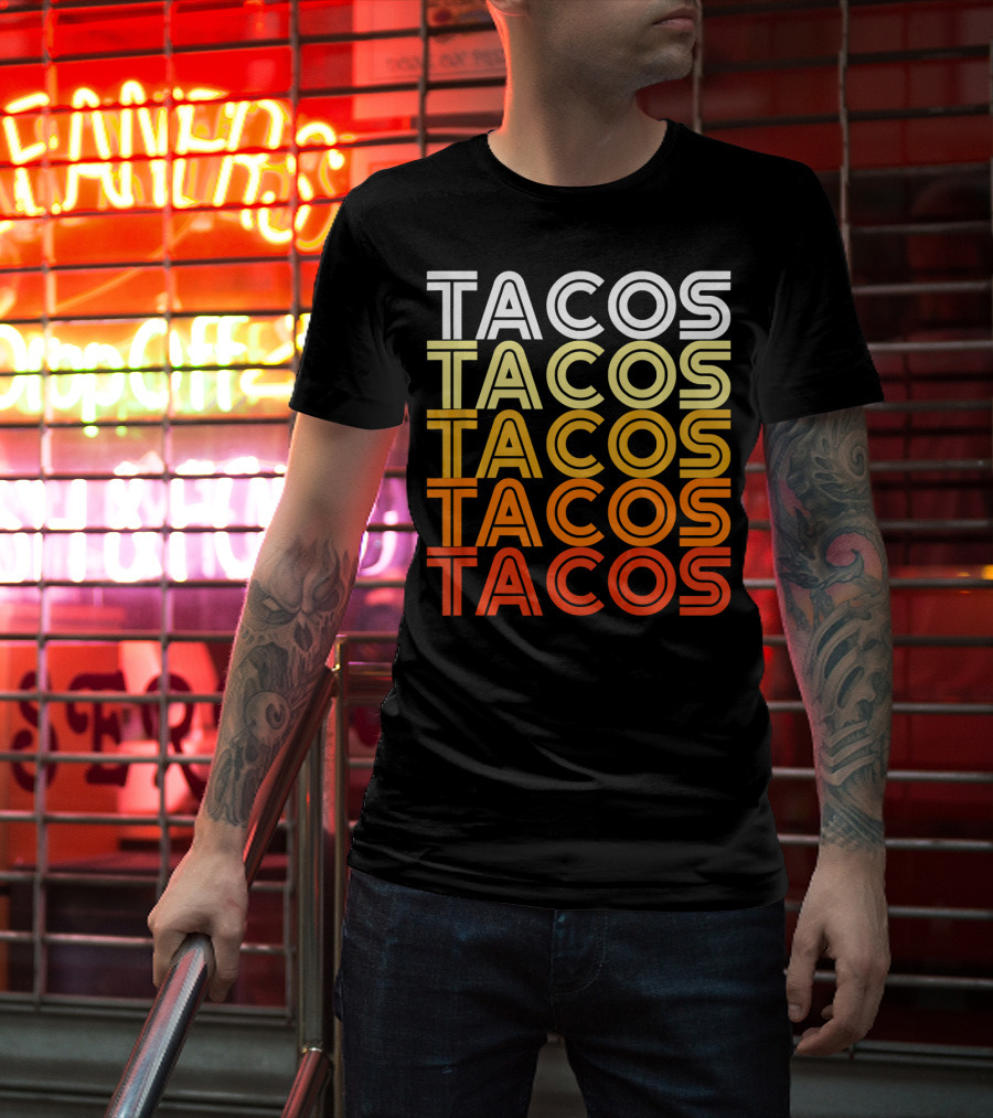 Cool Retro Vintage Tacos Gradient T-Shirt