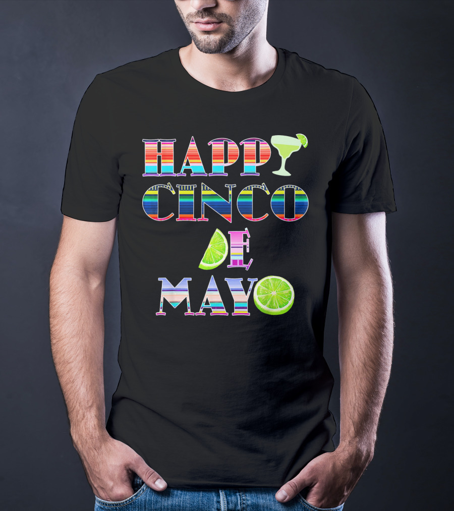 HAPPY CINCO DE MAYO Serape Stripes Margarita Lime T-Shirt