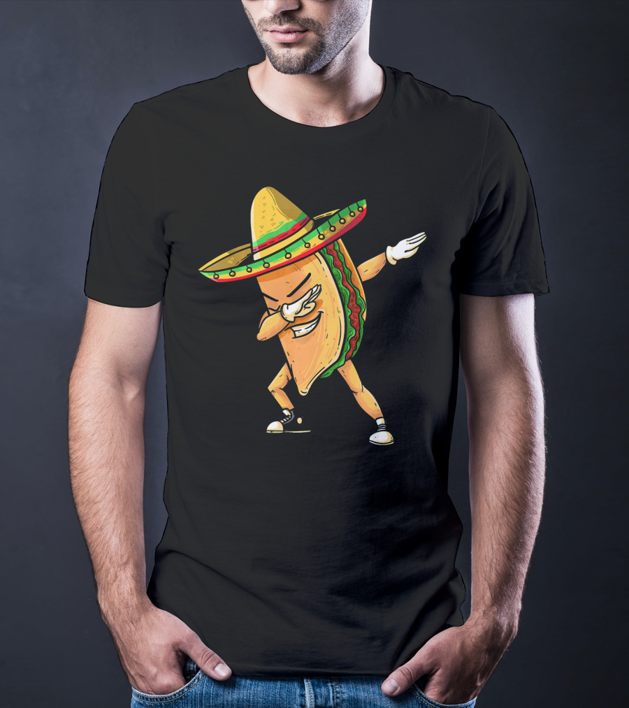 Funny Dabbing Taco Mexican Cinco De Mayo Sombrero Dance T-Shirt