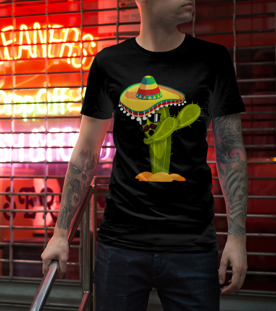 Cinco De Mayo Dabbing Cactus Sombrero Boy T-Shirt