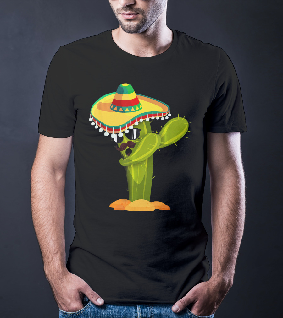 Cinco De Mayo Dabbing Cactus Sombrero Boy T-Shirt