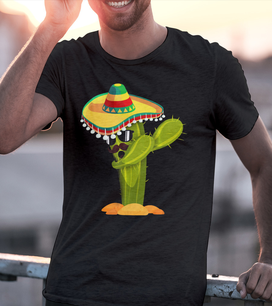 Cinco De Mayo Dabbing Cactus Sombrero Boy T-Shirt