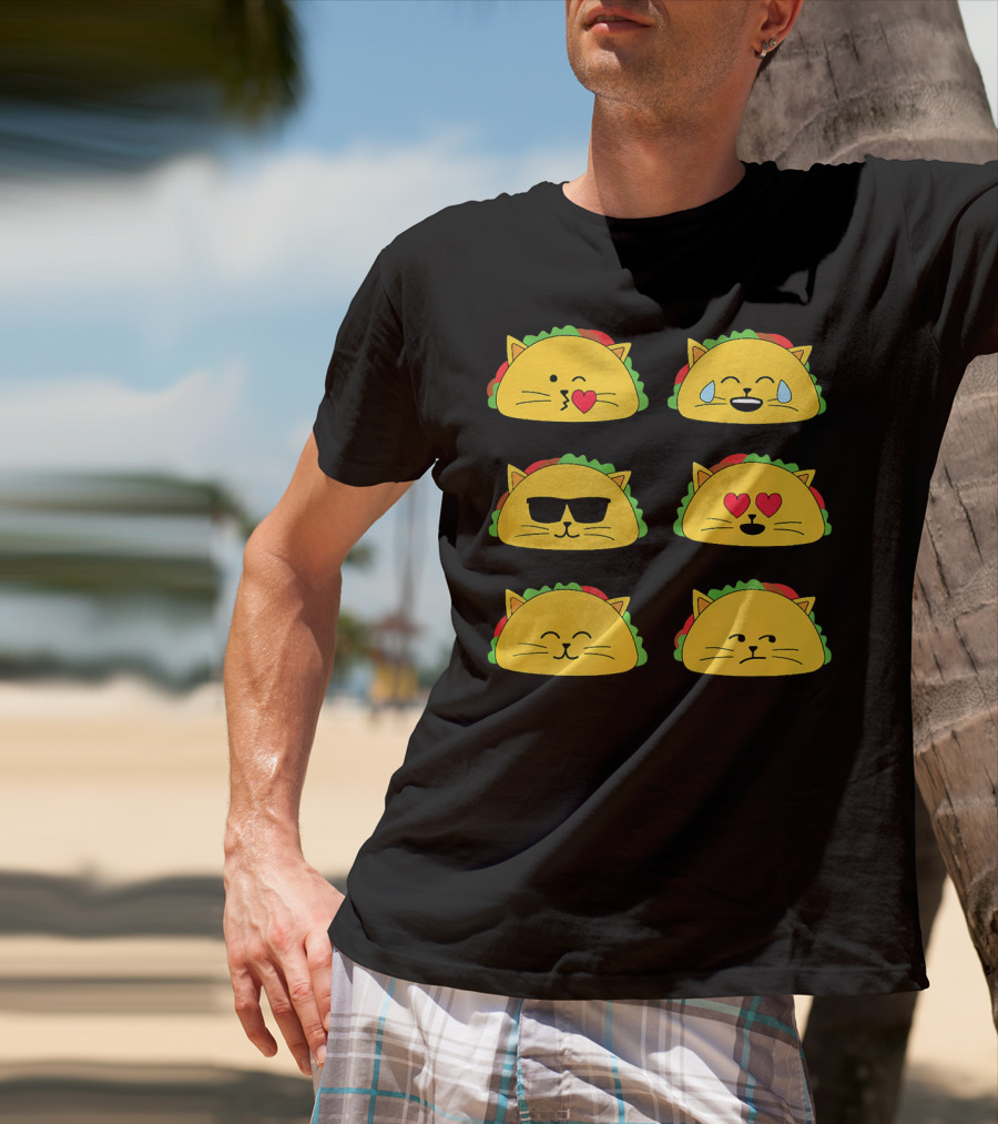 Taco Cat Emoji Faces Tacocat Lover T-Shirt