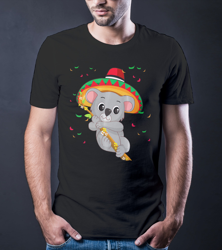 Cute Koala Bear With Sombrero Celebrating Cinco De Mayo 5th Of May T-Shirt