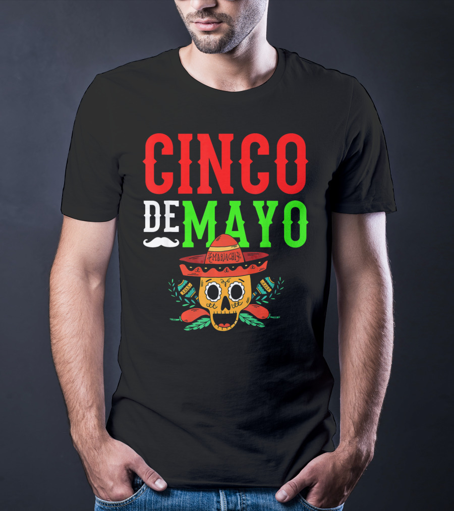 Cinco De Mayo Mariachi Skull Funny Mexic T-Shirt