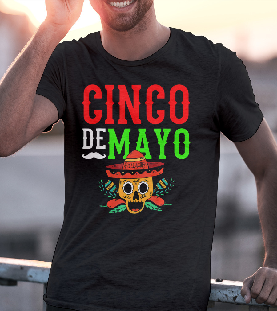Cinco De Mayo Mariachi Skull Funny Mexic T-Shirt