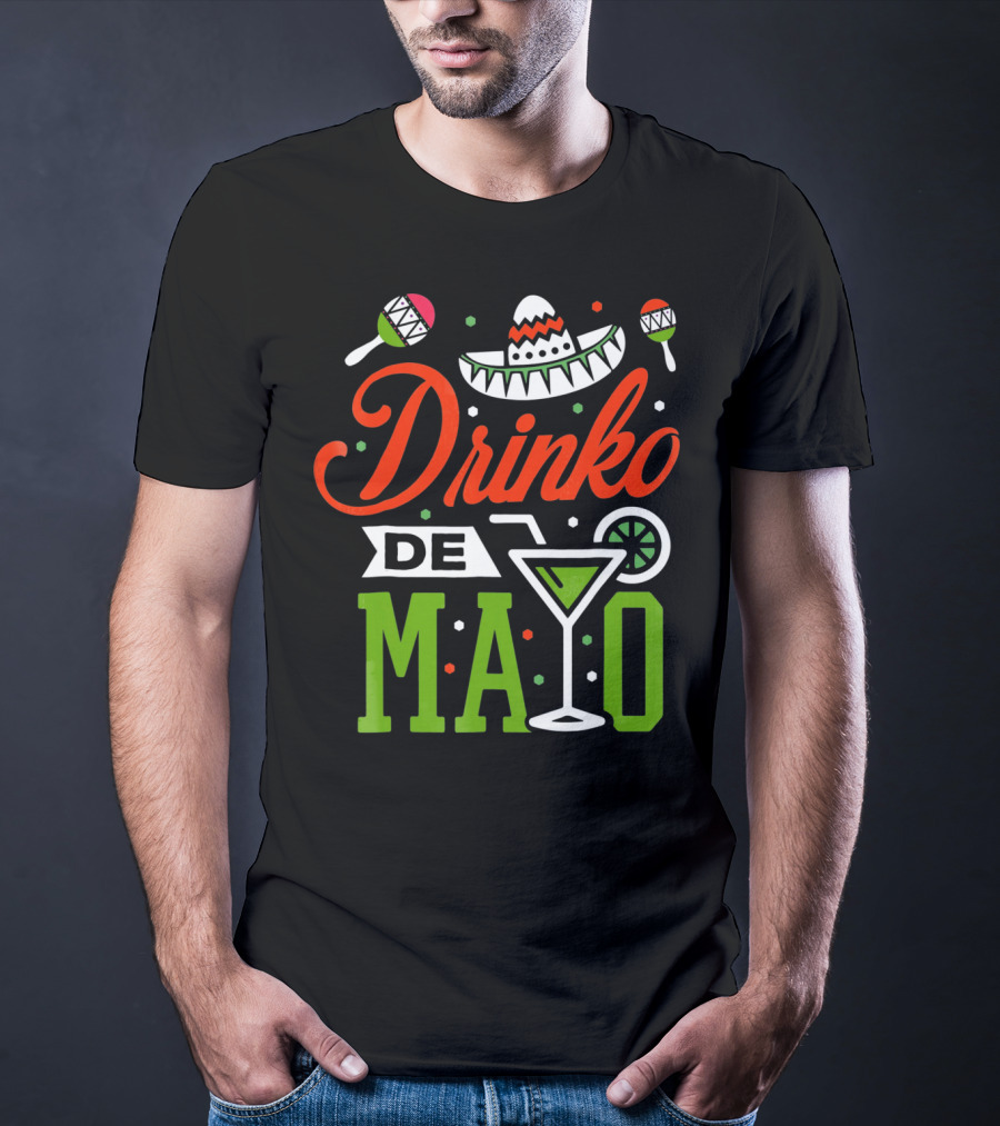 Drinko De Mayo Sombrero Maracas Margarita Icons T-Shirt