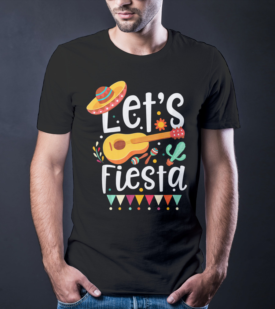 Let's Fiesta Cinco De Mayo Mexican Guitar T-Shirt