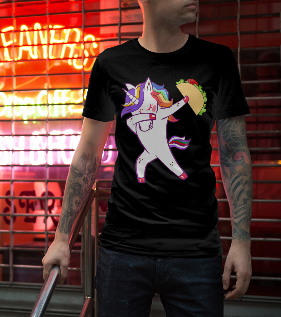 Unicorn Dabbing With Taco Cinco De Mayo T-Shirt