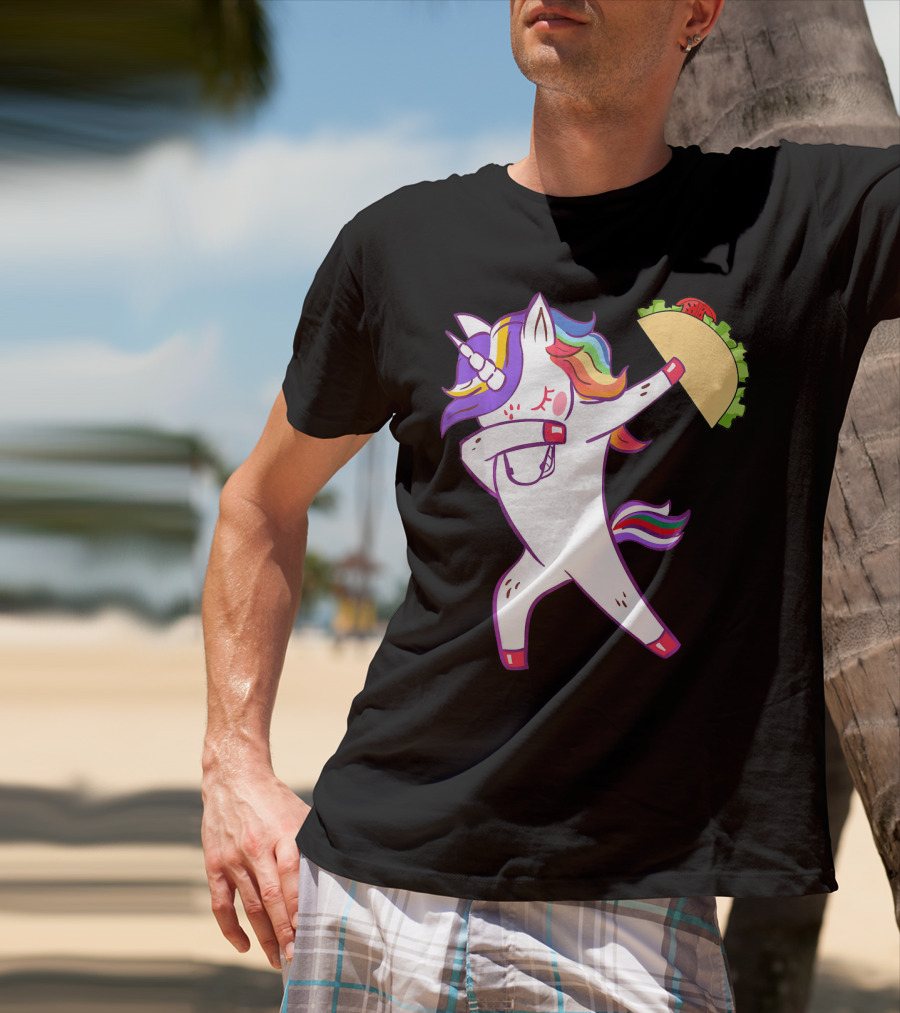 Unicorn Dabbing With Taco Cinco De Mayo T-Shirt