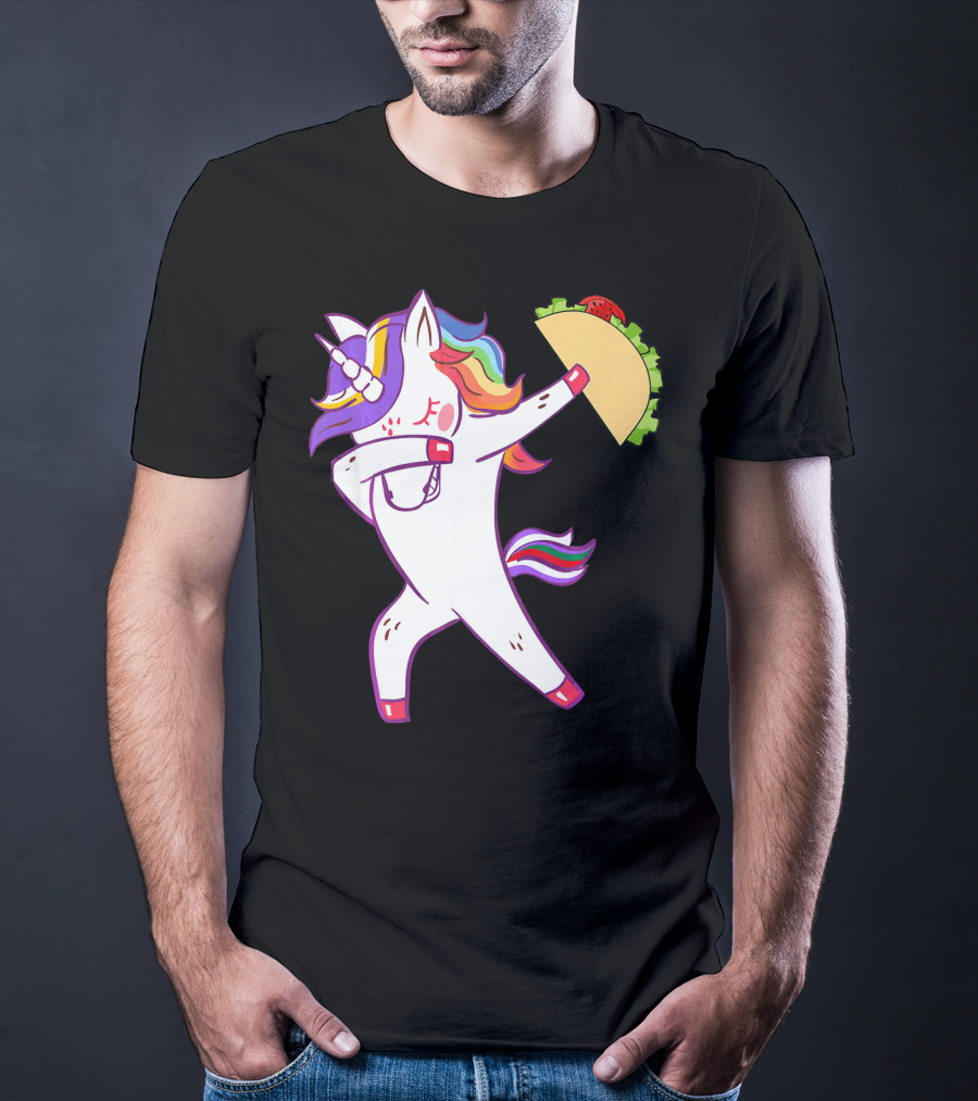 Unicorn Dabbing With Taco Cinco De Mayo T-Shirt