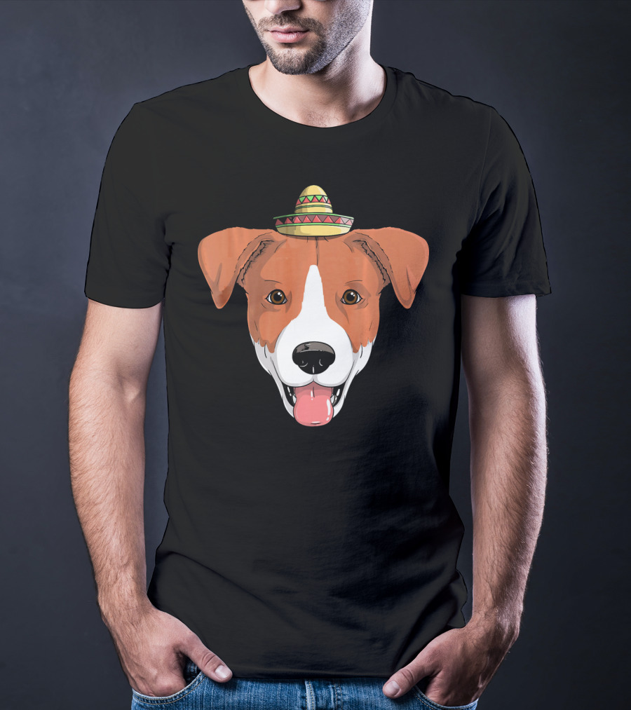Jack Russell Dog Sombrero Fiesta Cinco De Mayo T-Shirt