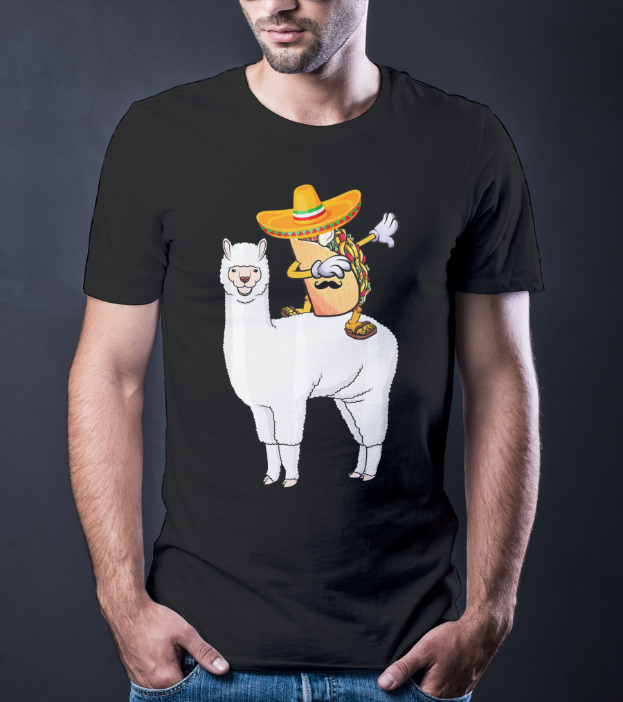 Dabbing Taco With Sombrero On Llama T-Shirt