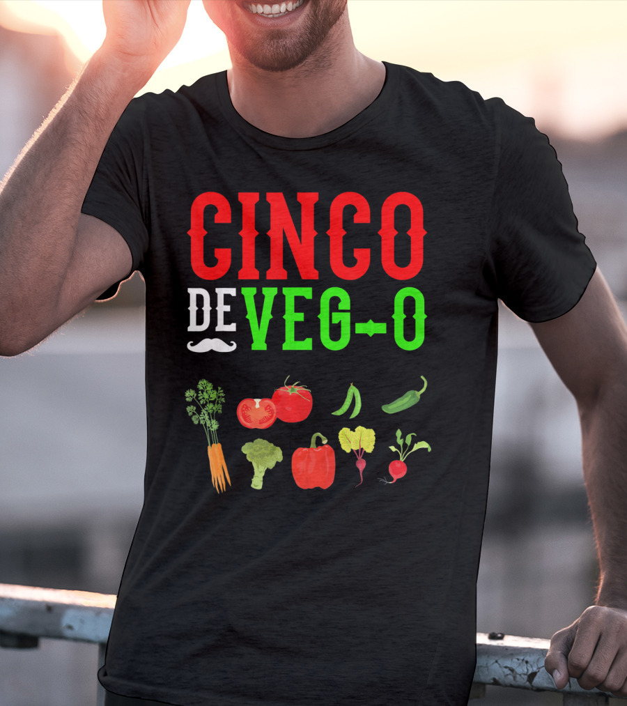 Cinco De Veg-O Vegetarian Vegetables Carrot Broccoli Tomato Pepper Radish T-Shirt