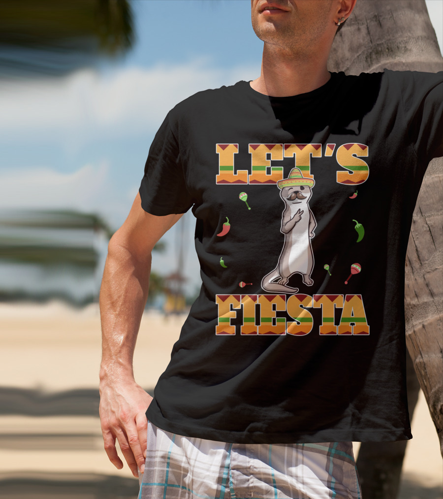 Let's Fiesta Otter Sombrero Maracas Peppers Cinco De Mayo Mexican T-Shirt