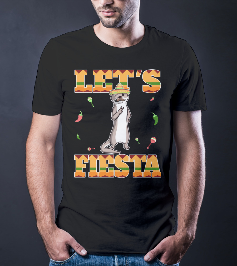 Let's Fiesta Otter Sombrero Maracas Peppers Cinco De Mayo Mexican T-Shirt