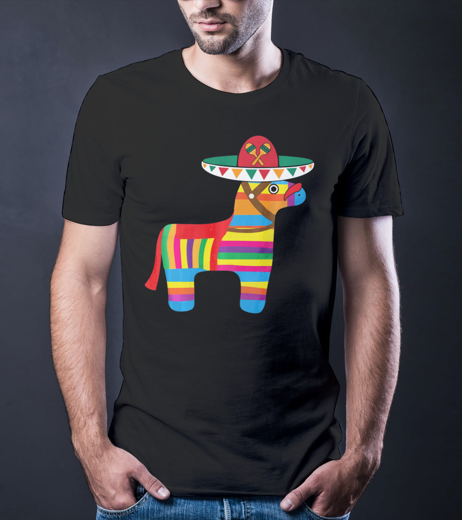 Pinata With Sombrero Mustache Cinco De Mayo Fiesta T-Shirt
