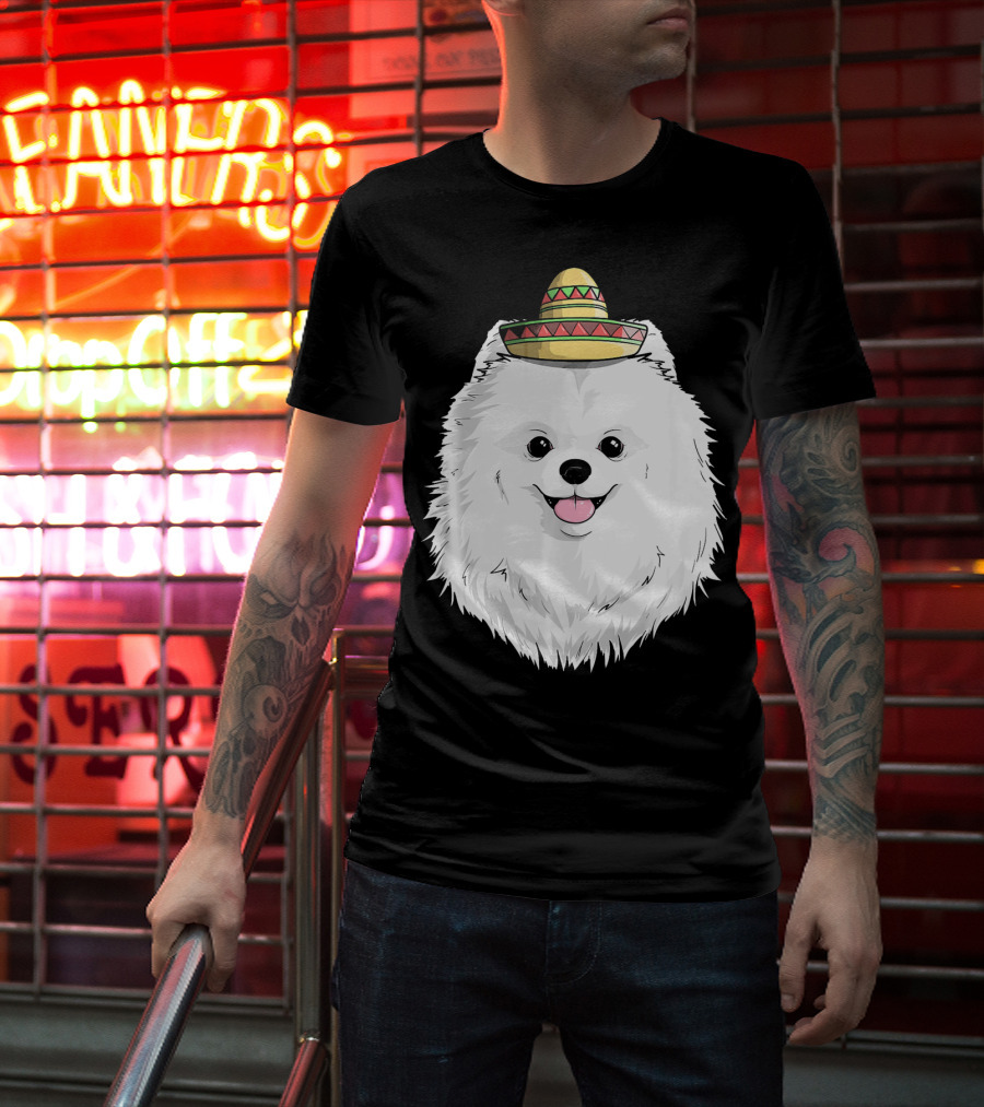 Fiesta Pomeranian Dog Sombrero Cinco De Mayo T-Shirt