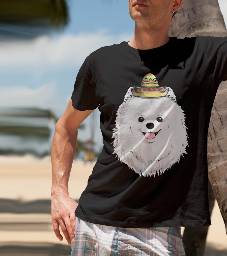 Fiesta Pomeranian Dog Sombrero Cinco De Mayo T-Shirt