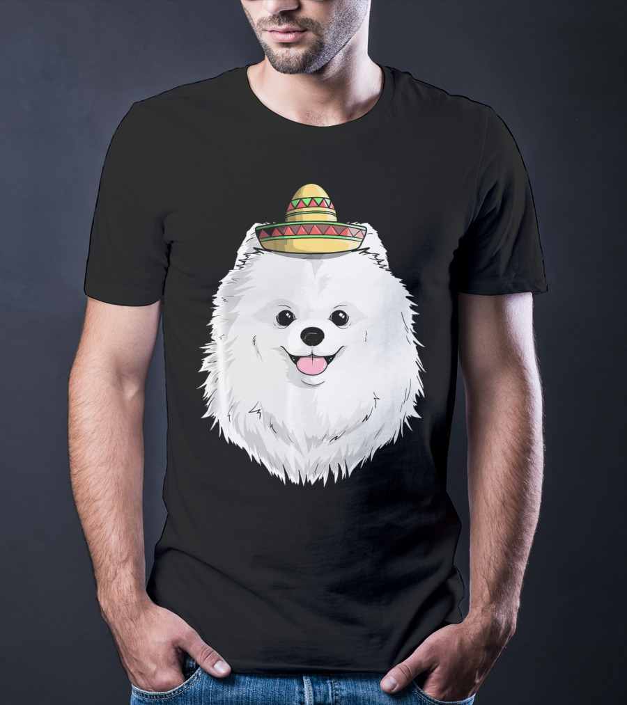 Fiesta Pomeranian Dog Sombrero Cinco De Mayo T-Shirt