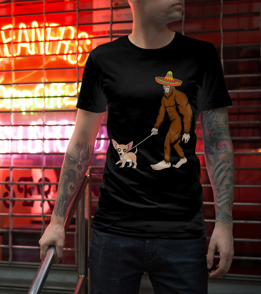 Bigfoot Sombrero And Chihuahua T-Shirt