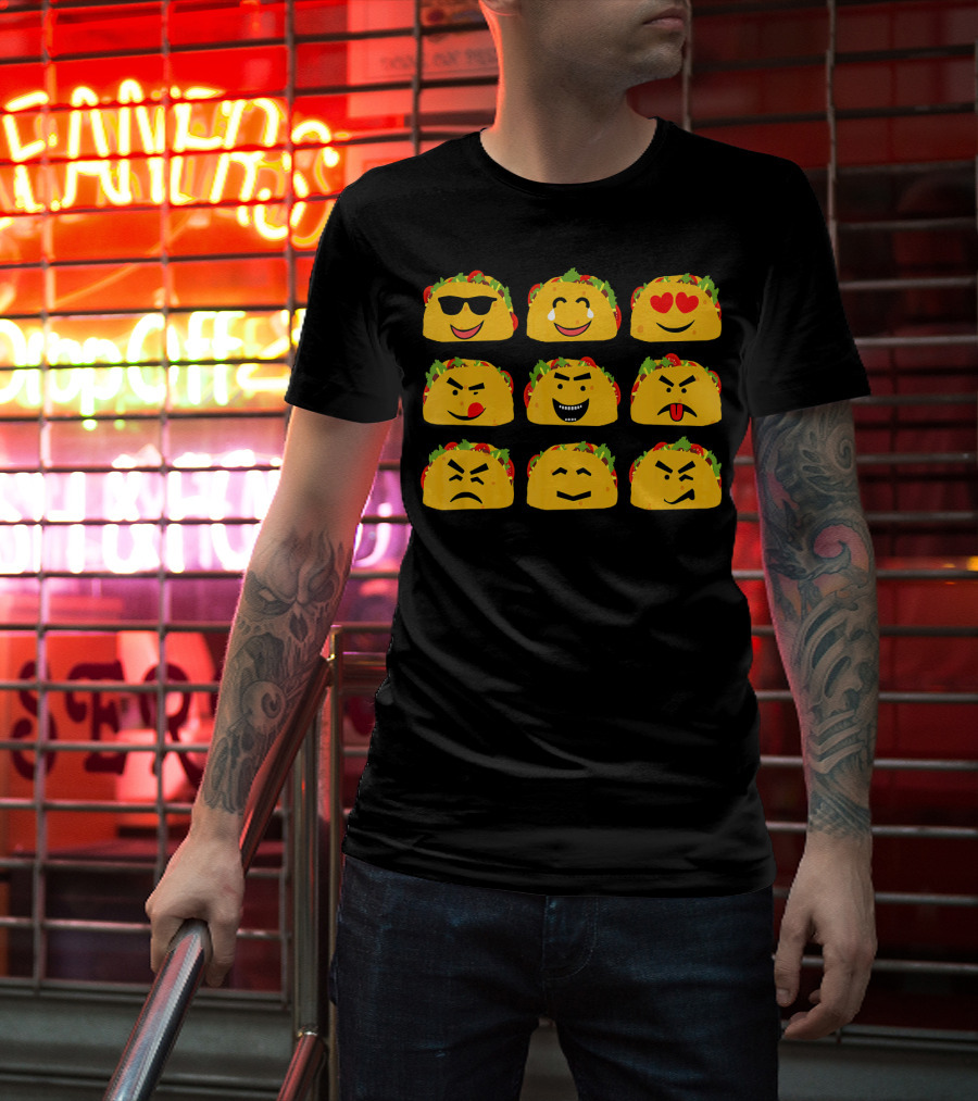 Taco Faces Emoji Cinco De Mayo Mexican T-Shirt