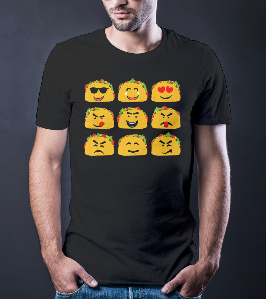 Taco Faces Emoji Cinco De Mayo Mexican T-Shirt