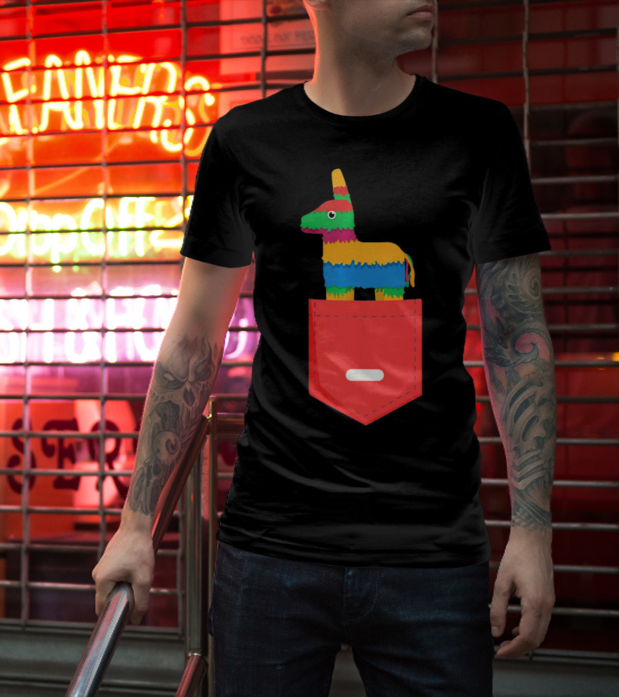 Cinco De Mayo Mexican Pinata In Pocket T-Shirt