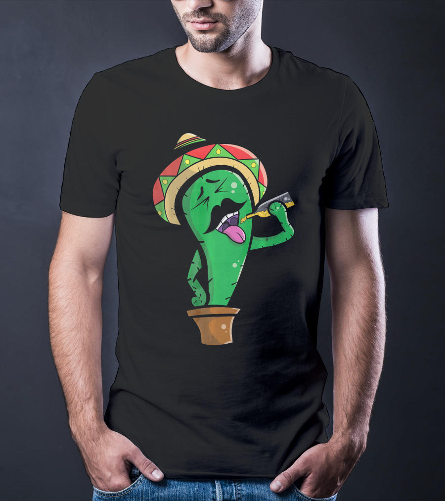 Funny Drinking Mexican Cactus Cinco De Mayo Sombrero Party T-Shirt