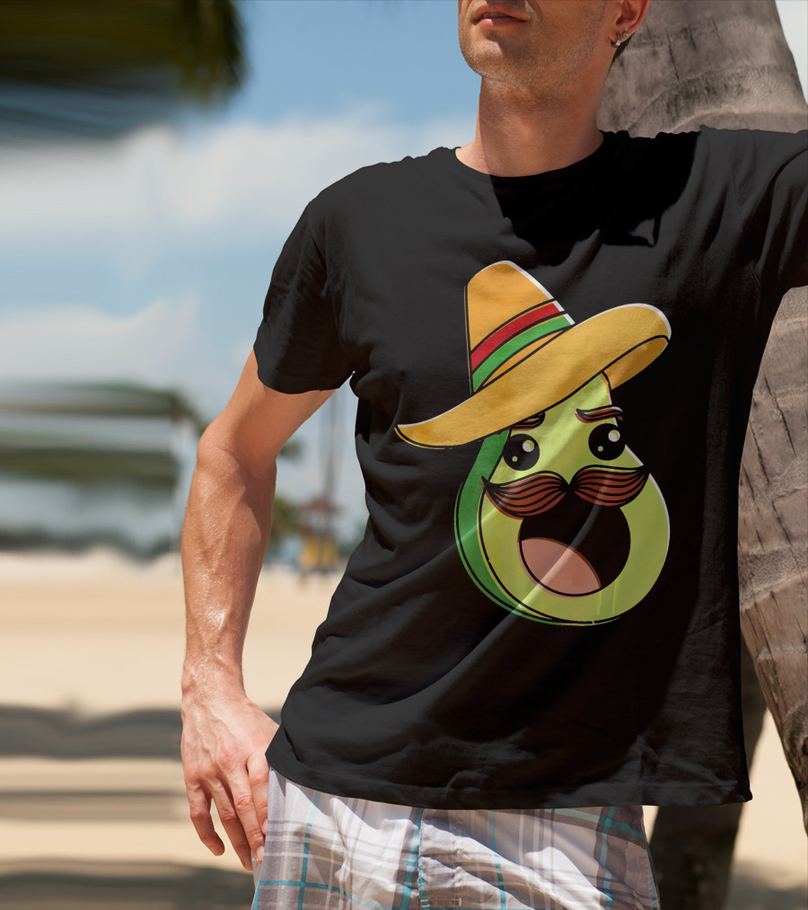 Cinco De Mayo Funny Avocado With Sombrero And Mustache T-Shirt