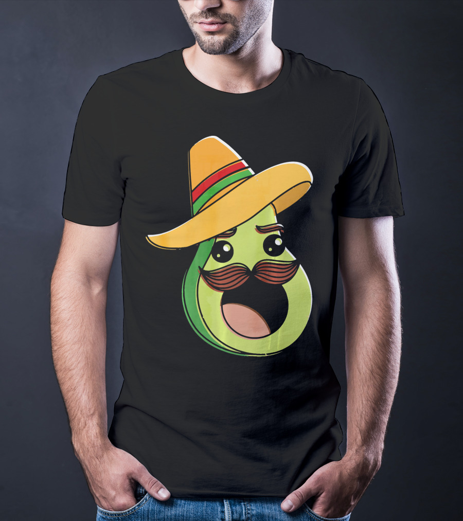Cinco De Mayo Funny Avocado With Sombrero And Mustache T-Shirt