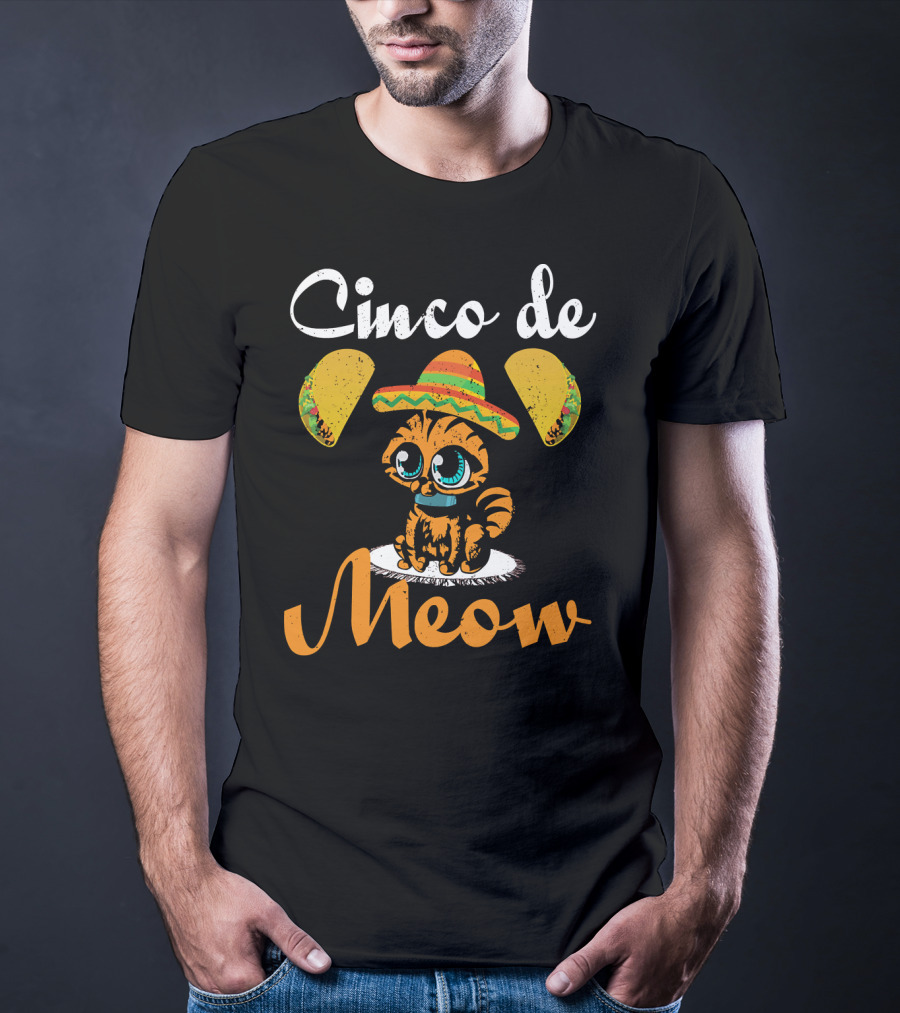 Cinco De Meow Cat Sombrero Taco T-Shirt