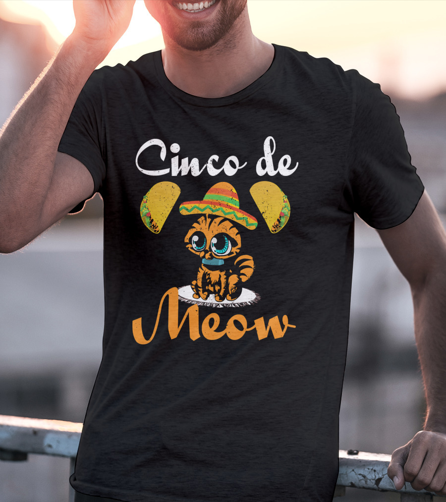 Cinco De Meow Cat Sombrero Taco T-Shirt