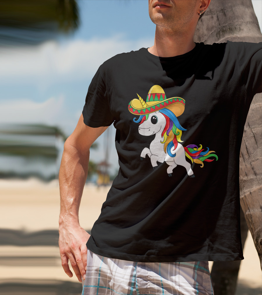 Cinco De Mayo Unicorn Sombrero Rainbow Kids Girls T-Shirt