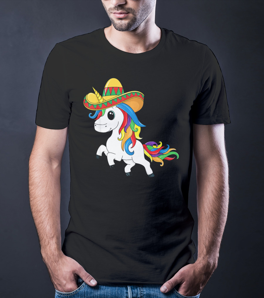 Cinco De Mayo Unicorn Sombrero Rainbow Kids Girls T-Shirt