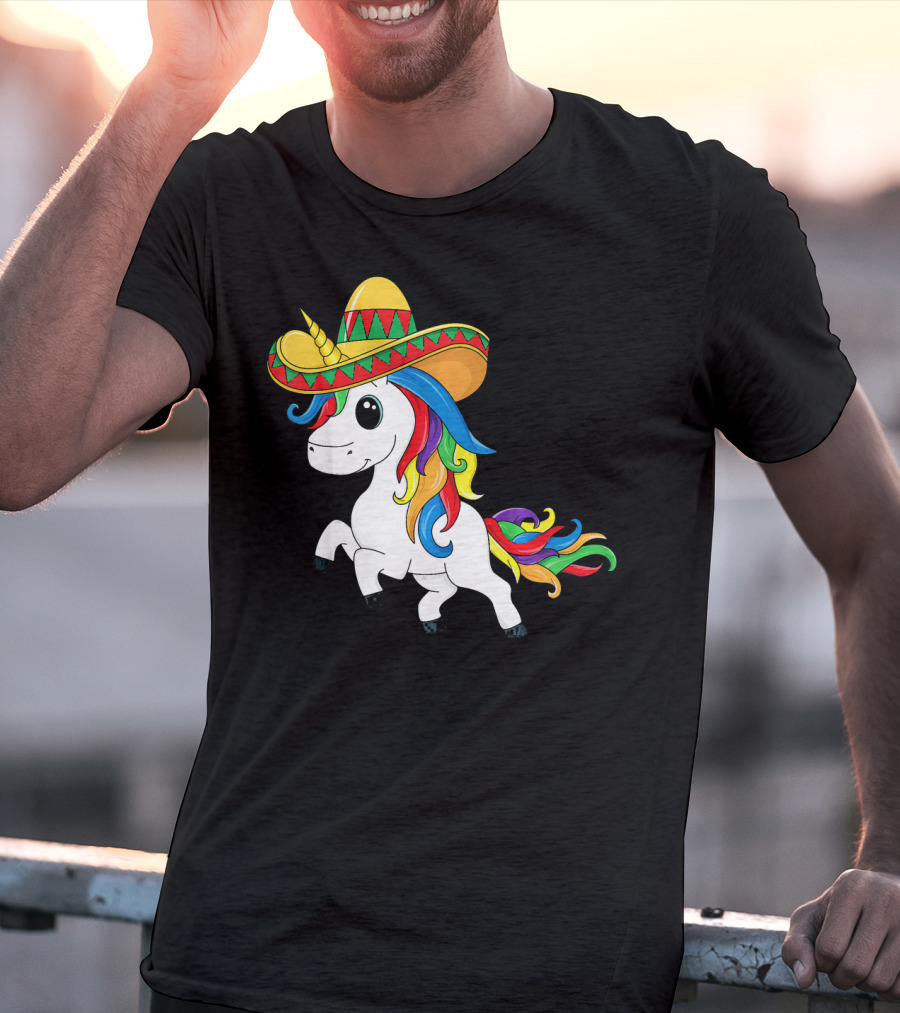 Cinco De Mayo Unicorn Sombrero Rainbow Kids Girls T-Shirt