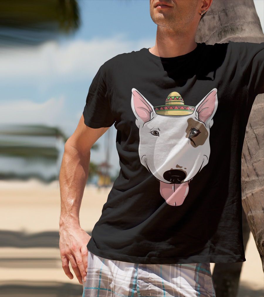 Bull Terrier Dog Sombrero Fiesta Cinco De Mayo T-Shirt