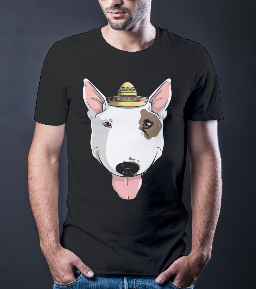 Bull Terrier Dog Sombrero Fiesta Cinco De Mayo T-Shirt
