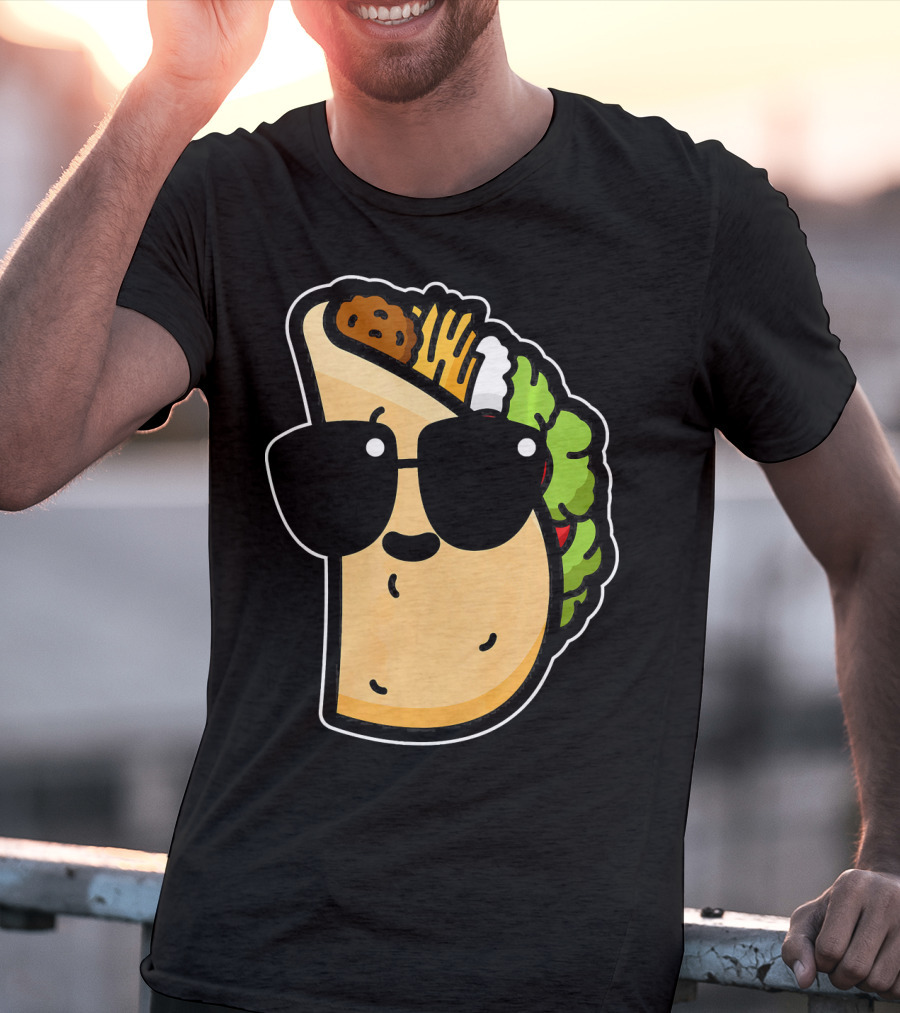 Cool Taco With Sunglasses Funny Cinco De Mayo Food Humor T-Shirt
