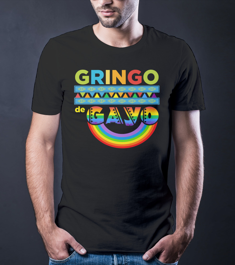 Mens Gay Gringo De Gayo Funny Cinco De Mayo LGB Rainbow T-Shirt