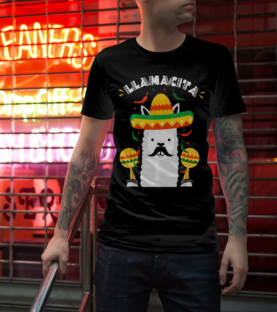 Llamacita Cinco De Mayo Party Llama Sombrero Maracas T-Shirt