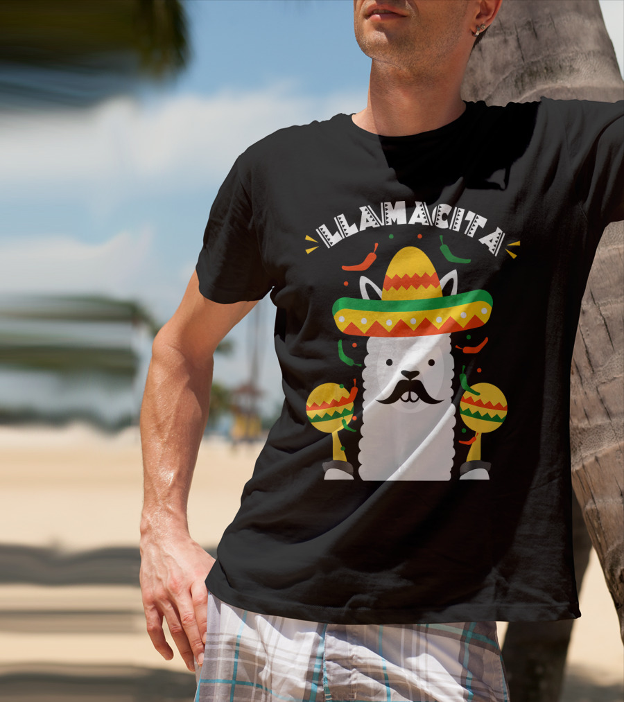 Llamacita Cinco De Mayo Party Llama Sombrero Maracas T-Shirt