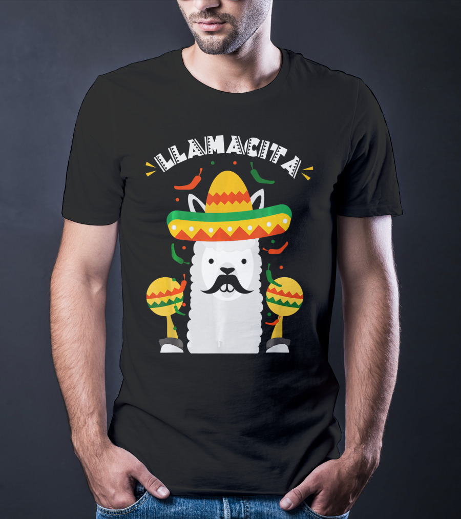 Llamacita Cinco De Mayo Party Llama Sombrero Maracas T-Shirt