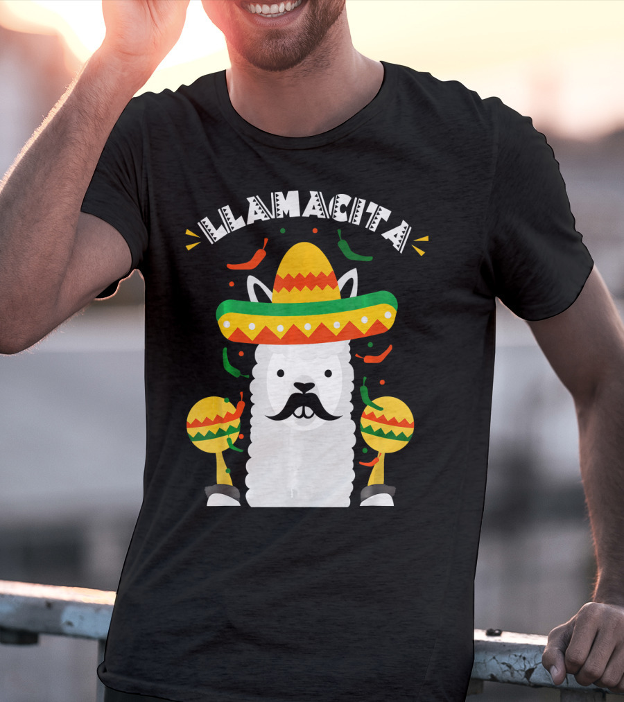 Llamacita Cinco De Mayo Party Llama Sombrero Maracas T-Shirt