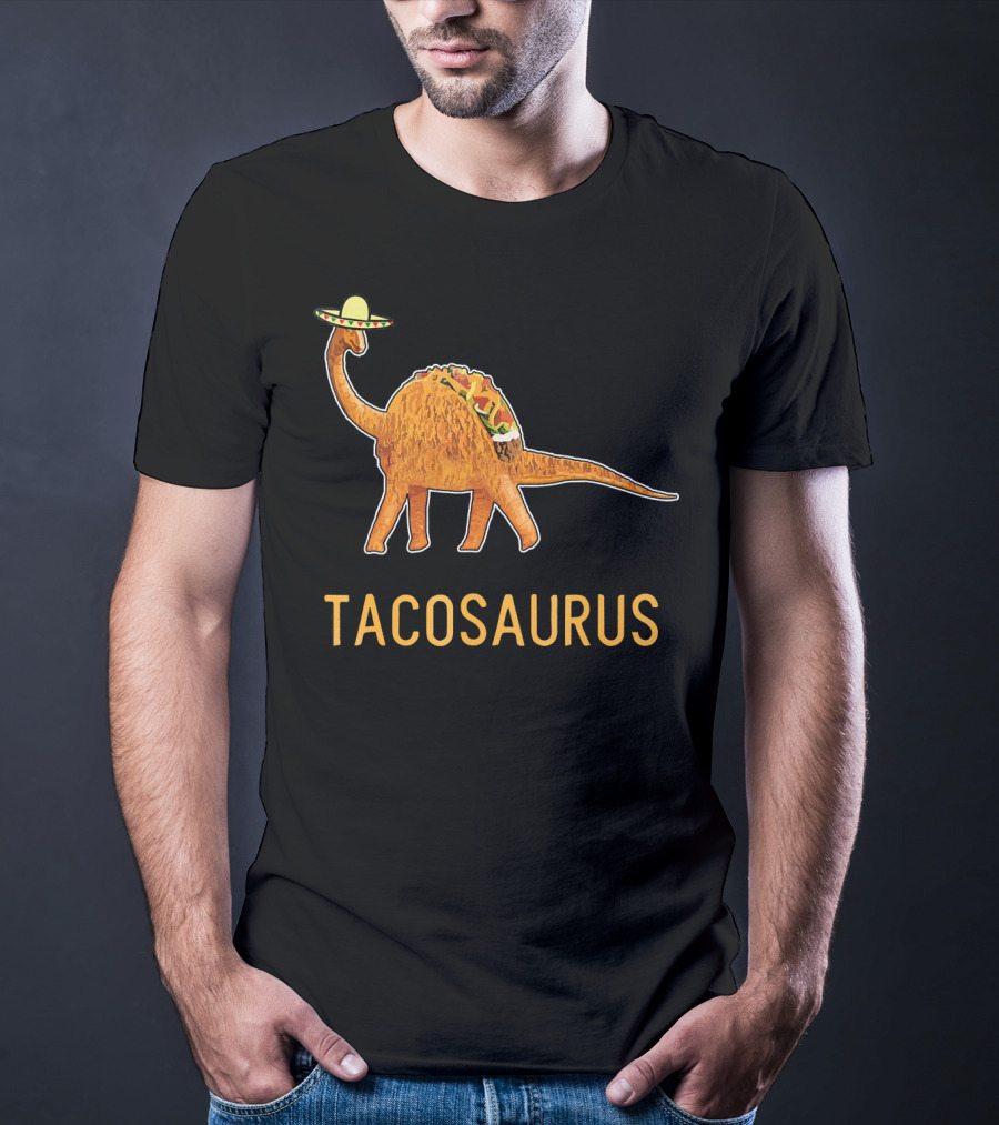 Funny Cinco De Mayo Tacosaurus Dinosaur In Sombrero With Taco Back T-Shirt