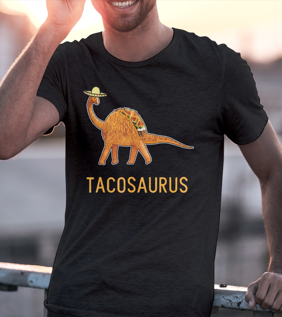 Funny Cinco De Mayo Tacosaurus Dinosaur In Sombrero With Taco Back T-Shirt