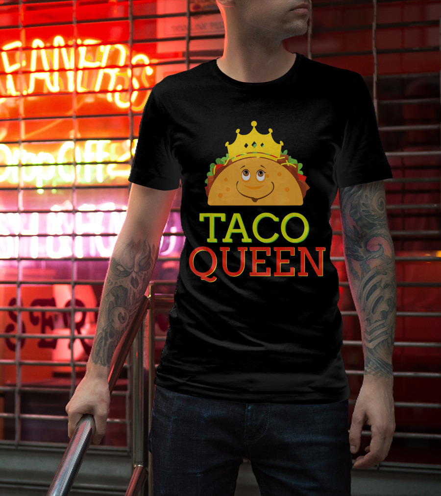 TACO QUEEN Funny Cinco DE Mayo Crowned Smiling Taco T-Shirt