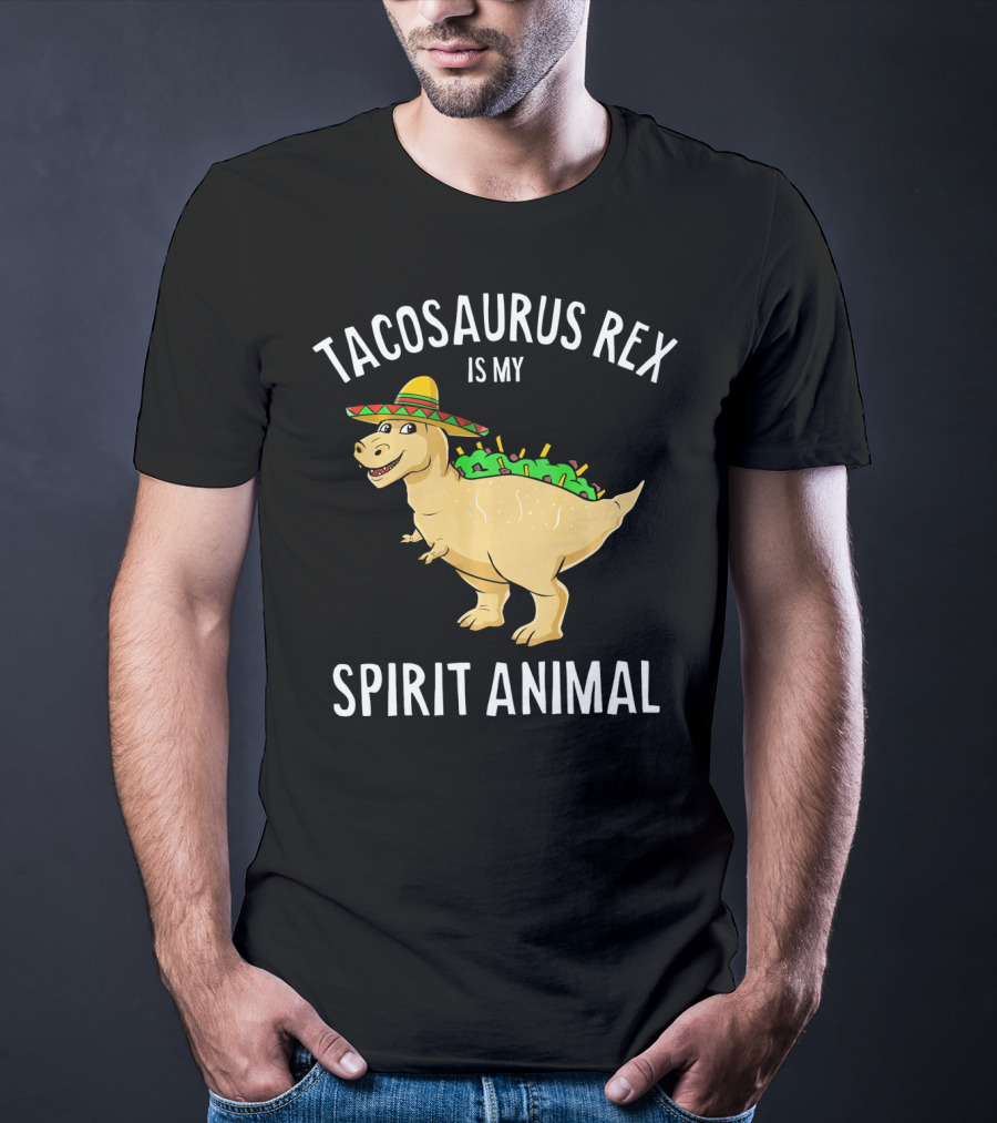 Tacosaurus Rex Is My Spirit Animal Sombrero Dinosaur With Taco Back T-Shirt