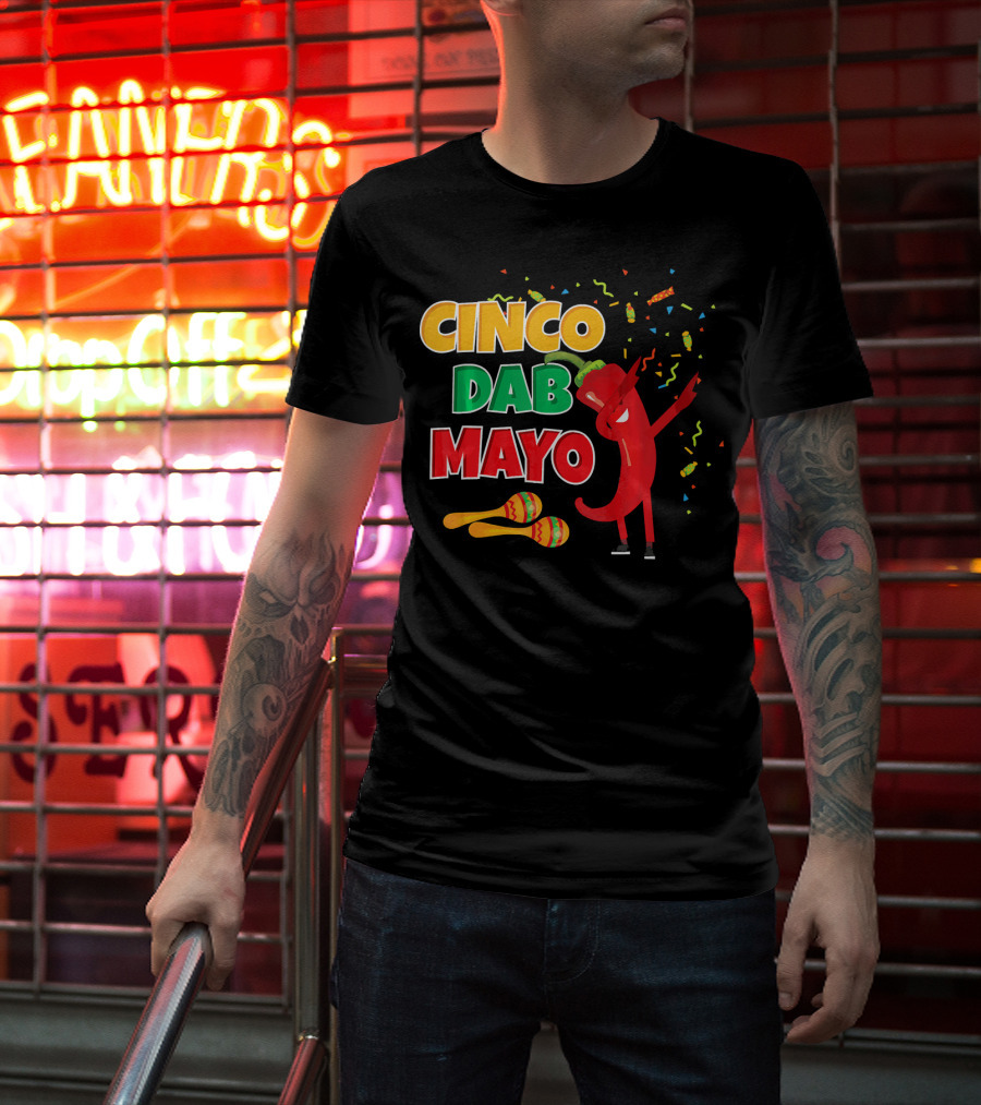Cinco Dab Mayo Pepper Celebration Maracas Fiesta T-Shirt